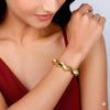 Gold Plated Sculpted Wave Bangle Bracelet for Women