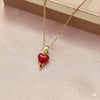 Gold Plated Red Enamel Drip Heart Pendant Necklace for Women & Girls | Cute Trendy Daily Wear Jewellery