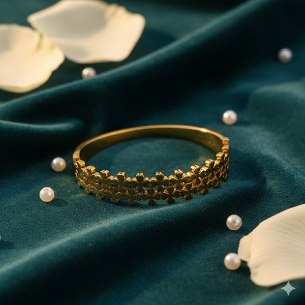 Gold Plated Floral Cutwork Bracelet for Women | Elegant Daily & Party Wear Jewellery