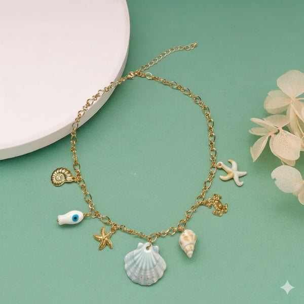 Sea Charm Gold-Plated Pendant Necklace for Women