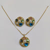Gold Plated Multicolor Stone Pendant Necklace Set for Women | Elegant Party Wear Fashion Jewellery