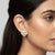 Gold Plated Square Stud Earrings with Crystal Border for Women