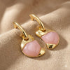 Gold Plated Pink Stone Abstract Heart Hoop Earrings for Women | Chic Daily & Party Wear Fashion Jewellery