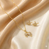 Gold Plated Leaf Pendant Necklace & Earrings Set for Women | Elegant Daily Wear Fashion Jewellery