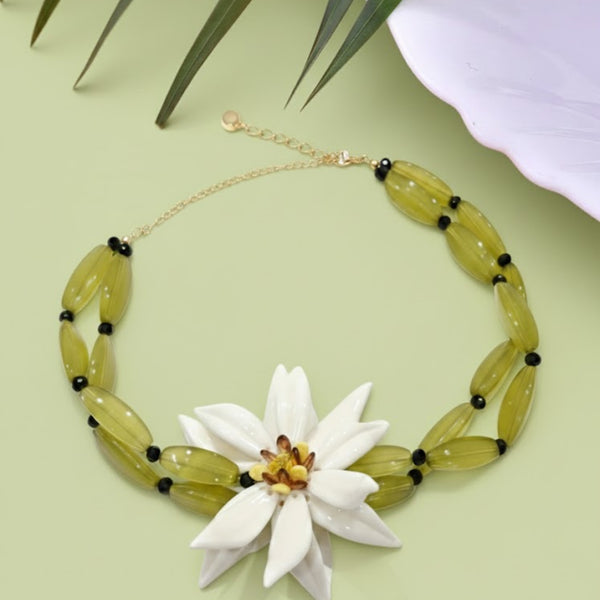 Floral Statement Beaded Necklace for Women