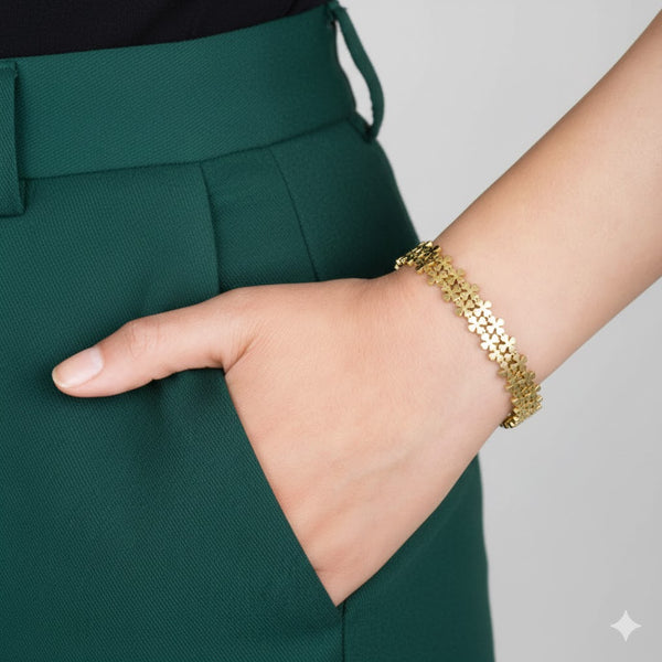 Gold Plated Floral Cutwork Bracelet for Women | Elegant Daily & Party Wear Jewellery