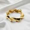 Gold Plated Sculpted Wave Bangle Bracelet for Women