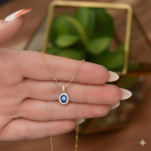 Gold Plated Evil Eye Pendant Necklace for Women & Girls | Protective Nazar Amulet Jewellery