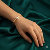 Gold Plated Minimal Pearl Bangle Bracelet for Women