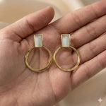 Gold Plated Minimalist Pearl Finish Hoop Earrings for Women | Modern Daily & Party Wear Fashion Jewellery