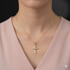 Gold Plated Crystal Cross Pendant Necklace for Women | Elegant Daily Wear Fashion Jewellery