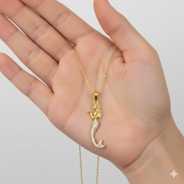 Gold Plated Mermaid Pendant Necklace for Women & Girls | Ocean Fantasy Inspired Fashion Jewellery