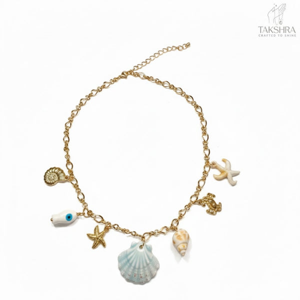 Sea Charm Gold-Plated Pendant Necklace for Women