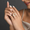 Gold Plated Open Halo Ring with Baguette CZ Stones for Women