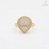 Gold Plated Teardrop Dome Ring with Crystal Stones for Women