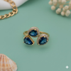 Gold Plated Triple Teardrop Ring with Blue Stones for Women