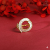Gold Plated Open Halo Ring with Baguette CZ Stones for Women