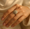 Gold Plated Glitter Dome Ring with Micro Crystal Stones for Women