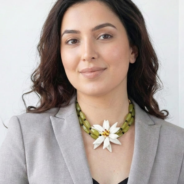 Floral Statement Beaded Necklace for Women