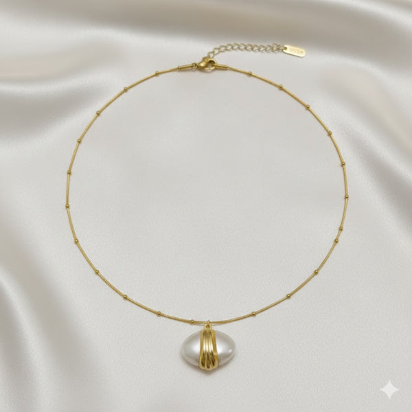 Gold Plated Pearl Drop Pendant Necklace for Women | Minimal Elegant Daily Wear Jewellery