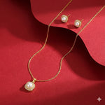 Gold Plated Pearl Pendant Necklace & Stud Earrings Set for Women | Elegant Party & Daily Wear Jewellery