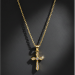Gold Plated Crystal Cross Pendant Necklace for Women | Elegant Daily Wear Fashion Jewellery