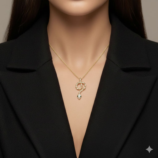 Gold Plated Snake Pendant Necklace for Women | Elegant Minimal Serpent Jewellery