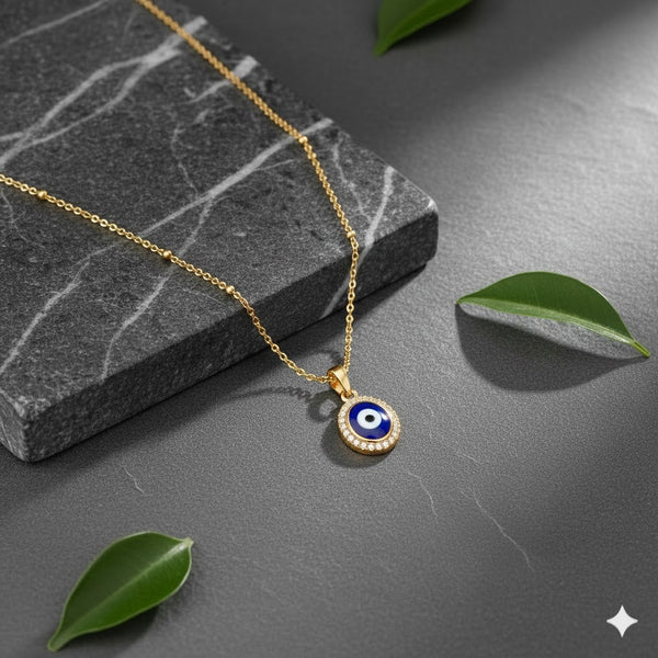 Gold Plated Evil Eye Pendant Necklace for Women & Girls | Protective Nazar Amulet Jewellery