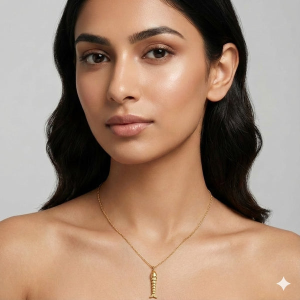 Gold Plated Fish Bone Pendant Necklace for Women | Quirky Minimal Daily Wear Fashion Jewellery