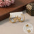 Gold Plated Spiral Hoop Stud Earrings with Crystal Stones for Women