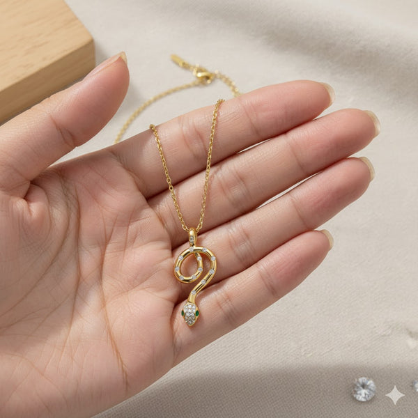 Gold Plated Snake Pendant Necklace for Women | Elegant Minimal Serpent Jewellery