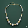 Dual-Tone Metallic Beaded Statement Necklace for Women