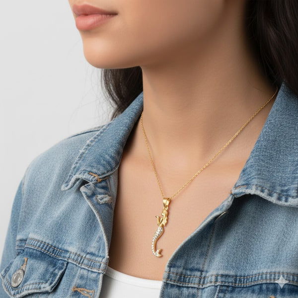 Gold Plated Mermaid Pendant Necklace for Women & Girls | Ocean Fantasy Inspired Fashion Jewellery