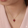 Gold Plated Red Enamel Drip Heart Pendant Necklace for Women & Girls | Cute Trendy Daily Wear Jewellery