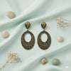 Antique Gold Textured Oval Drop Earrings for Women