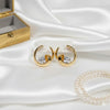 Gold Plated Spiral Hoop Stud Earrings with Crystal Stones for Women