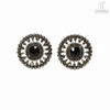 Antique Silver Black Stone Stud Earrings for Women