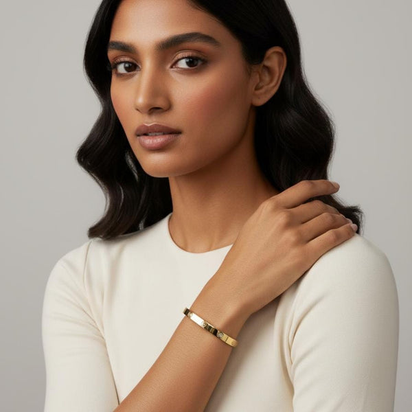 Gold Plated Screw Motif Bangle Bracelet for Women | Premium Daily & Party Wear Jewellery