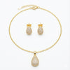Gold Plated Teardrop Pavé CZ Pendant Necklace & Earrings Set for Women | Festive & Daily Wear Jewellery