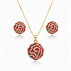 Gold Plated Red Enamel Swirl Pendant Necklace Set for Women | Elegant Party Wear Fashion Jewellery