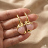 Gold Plated Pink Stone Abstract Heart Hoop Earrings for Women | Chic Daily & Party Wear Fashion Jewellery