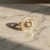 Gold Plated Open Halo Ring with Baguette CZ Stones for Women