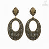 Antique Gold Textured Oval Drop Earrings for Women
