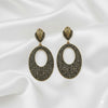 Antique Gold Textured Oval Drop Earrings for Women
