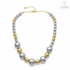 Dual-Tone Metallic Beaded Statement Necklace for Women