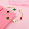 Gold Plated Multicolor Clover Charm Bracelet for Women