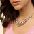 Dual-Tone Metallic Beaded Statement Necklace for Women